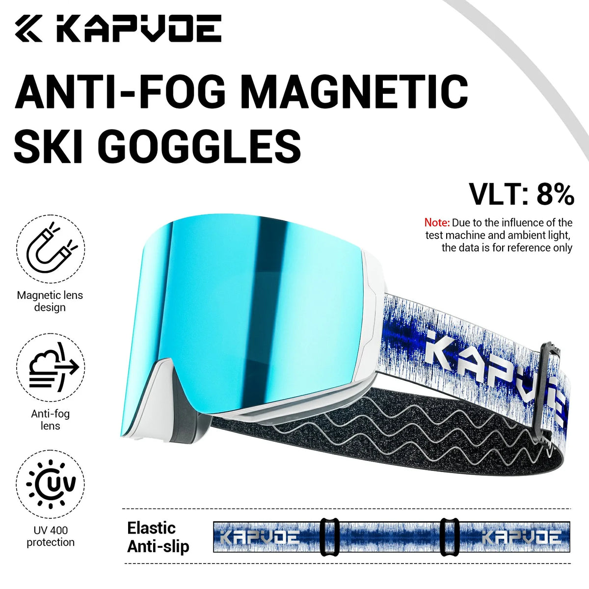 KAPVOE Gafas de nieve magnéticas Protección UV antivaho de doble capa para esquiar Snowboard Claridad de alta definición Esquí unisex