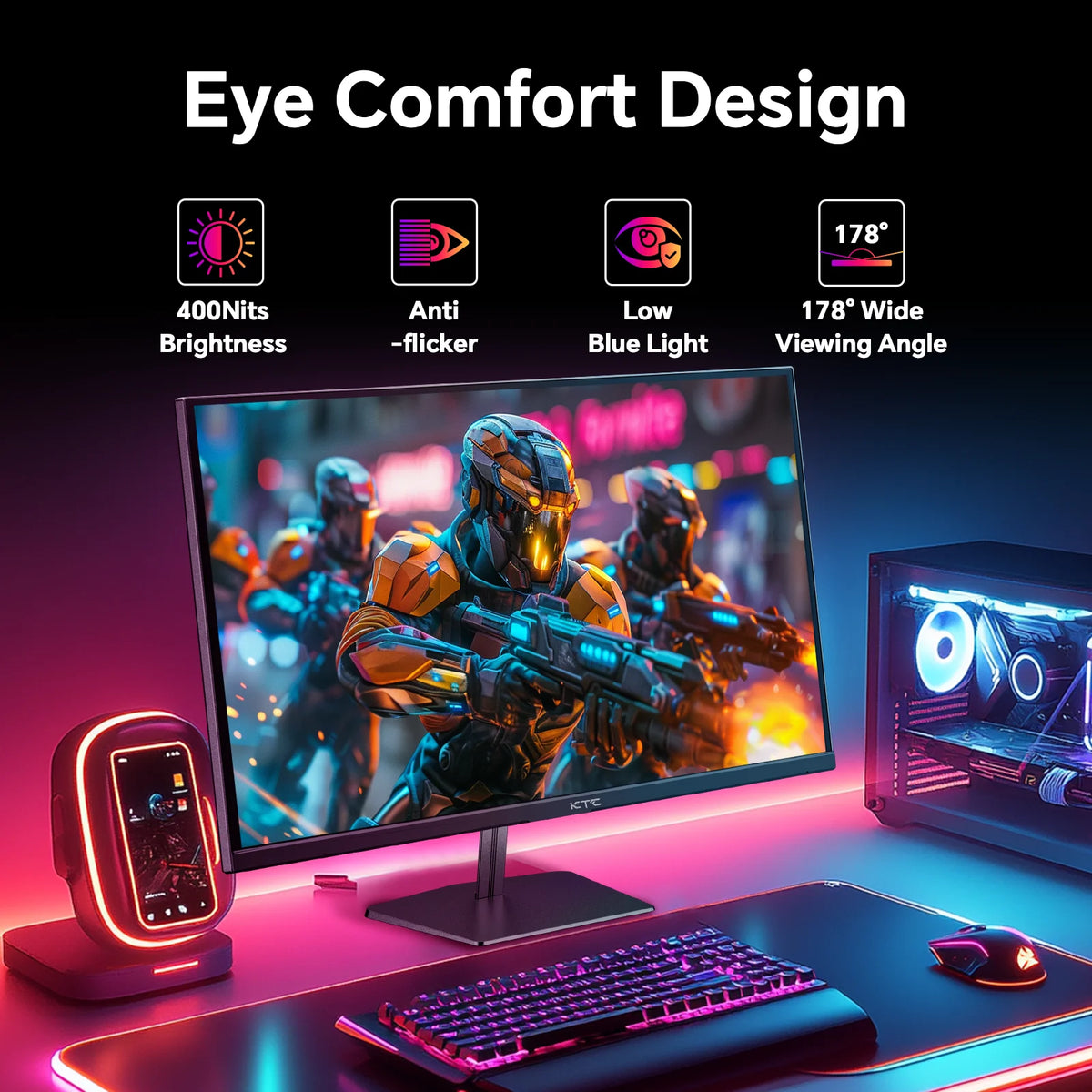 Monitor para juegos KTC de 24.5 pulgadas, 400Hz/240Hz |   IPS Rápido de 1ms |   Monitor FHD 1080P |   HDR 400 128% sRGB |   HDMI x2, DP x2 | Monitores VESA de 360Hz con Ajuste de Inclinación, Color Gris Plateado, H25X7