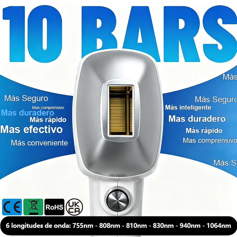 Máquina Portátil de Depilación Láser de Diodo Soprano Ice Titanium de 6000W, 6 Ondas, 808nm, Dispositivo de Depilación Permanente de Cuerpo Completo, 10bar6