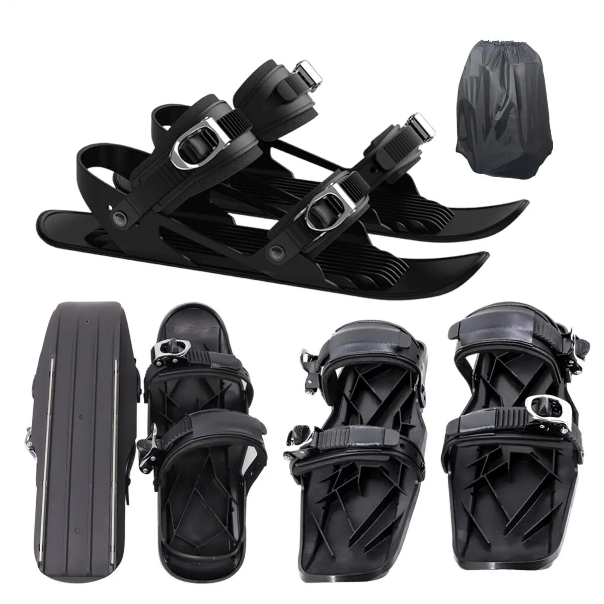 Esquís Cortos, Snowskates Cortos, Accesorio Compacto para Esquí, Herramientas de Esquí Multifuncionales Ajustables, Ligero, Antideslizante, para Nieve