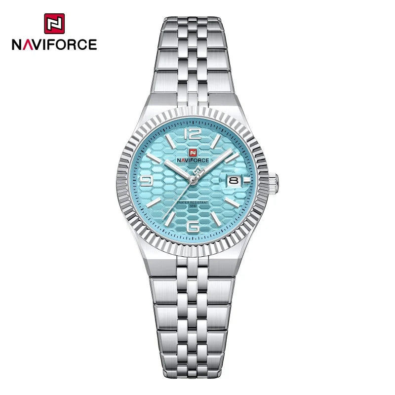 Reloj de mujer NAVIFORCE NF5079 de cuarzo, deportivo, resistente al agua, de alta calidad, con correa de acero, romántico, para dama
