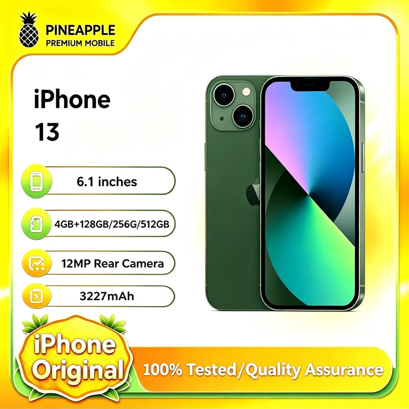 iPhone 13 reacondicionado 98%, 4GB RAM, 128GB/256GB ROM, versión de EE. UU. desbloqueada, 1 SIM física + 1 eSIM, 6.1 pulgadas, cámara dual de 12MP, iOS, Face ID