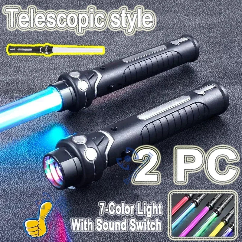 Sable de luz de 80 cm, juguete de espada láser RGB, sable de luz con 7 colores intercambiables, juguete telescópico Force FX FOC con efectos de sonido, espada Jedi para niños, regalo para niños