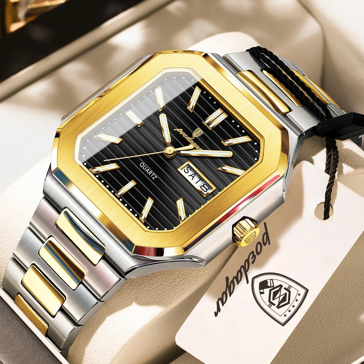 Reloj de cuarzo para hombre POEDAGAR, de negocios, impermeable, luminoso, con fecha y día, clásico, de acero inoxidable