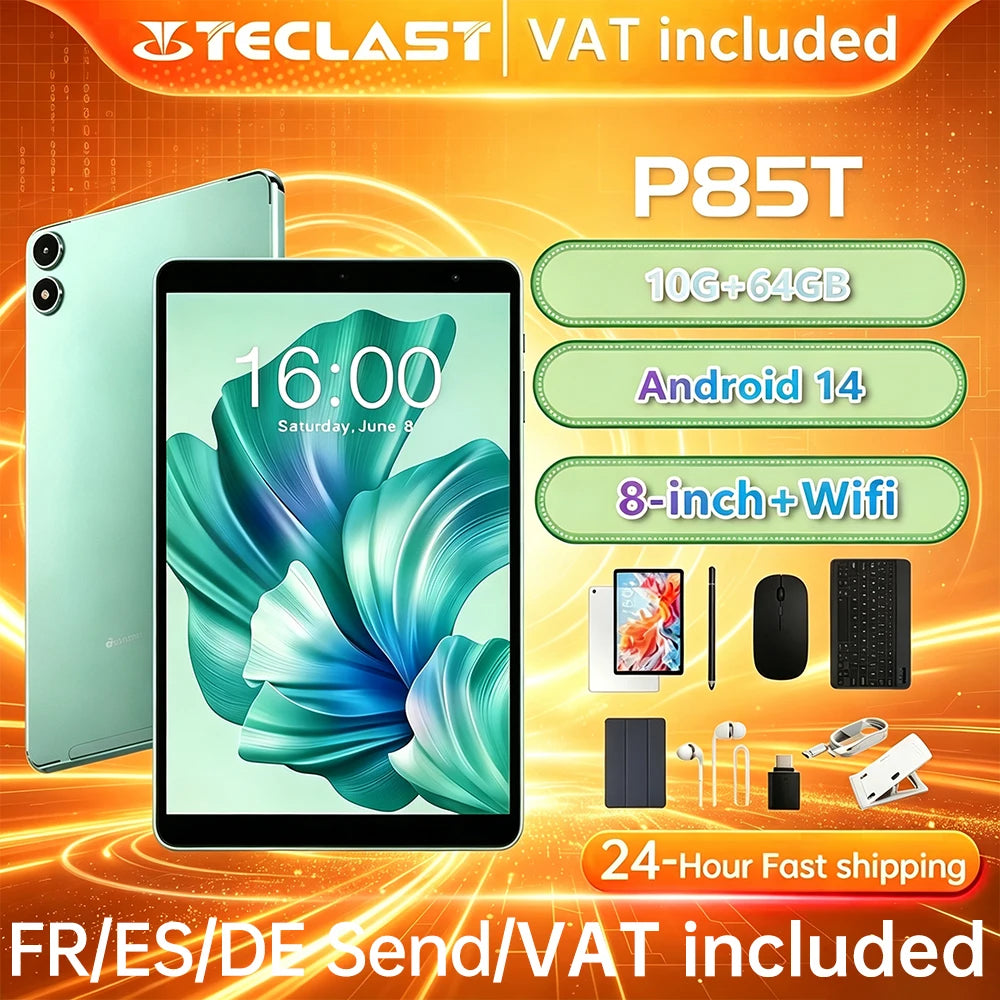 Tablet Teclast P85T 2026 Allwinner A523 de 8 núcleos a 1.8GHz, 10GB (4GB+6GB) de RAM, 64GB de ROM, 8 pulgadas, 800×1280 IPS, WIFI5, 4G, 5000mAh, Tipo-C