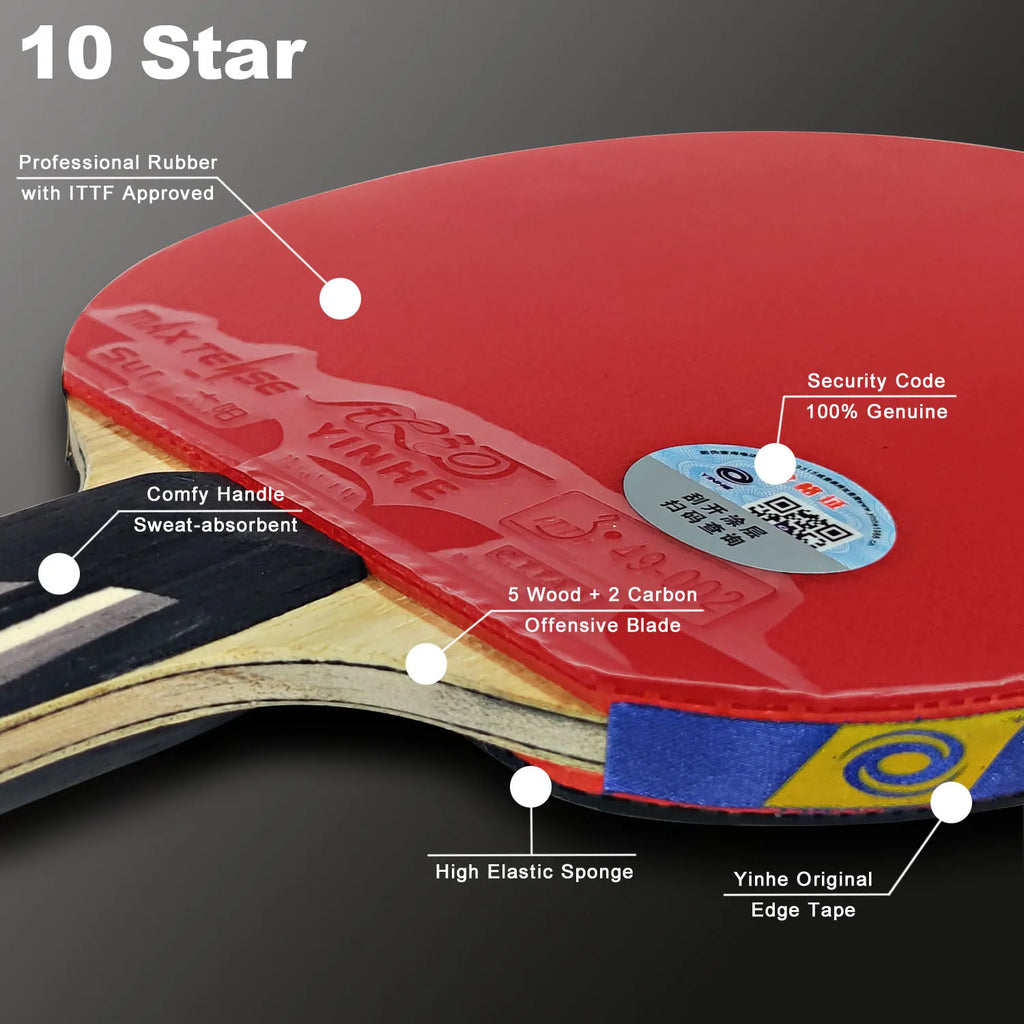 Raqueta de tenis de mesa profesional Yinhe, raqueta de Ping Pong ofensiva de carbono de 7/8/9/10 estrellas, elástica ligera con aprobada por ITTF