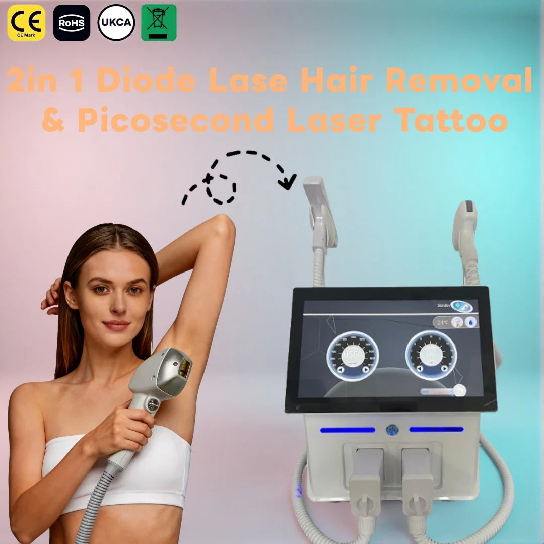 Depilación Láser de Diodo y Picosegundos 500ps con Enfriamiento de Zafiro 0-10 ° C para Todo Tipo de Piel I-VI, Removedor Profesional de Tatuajes