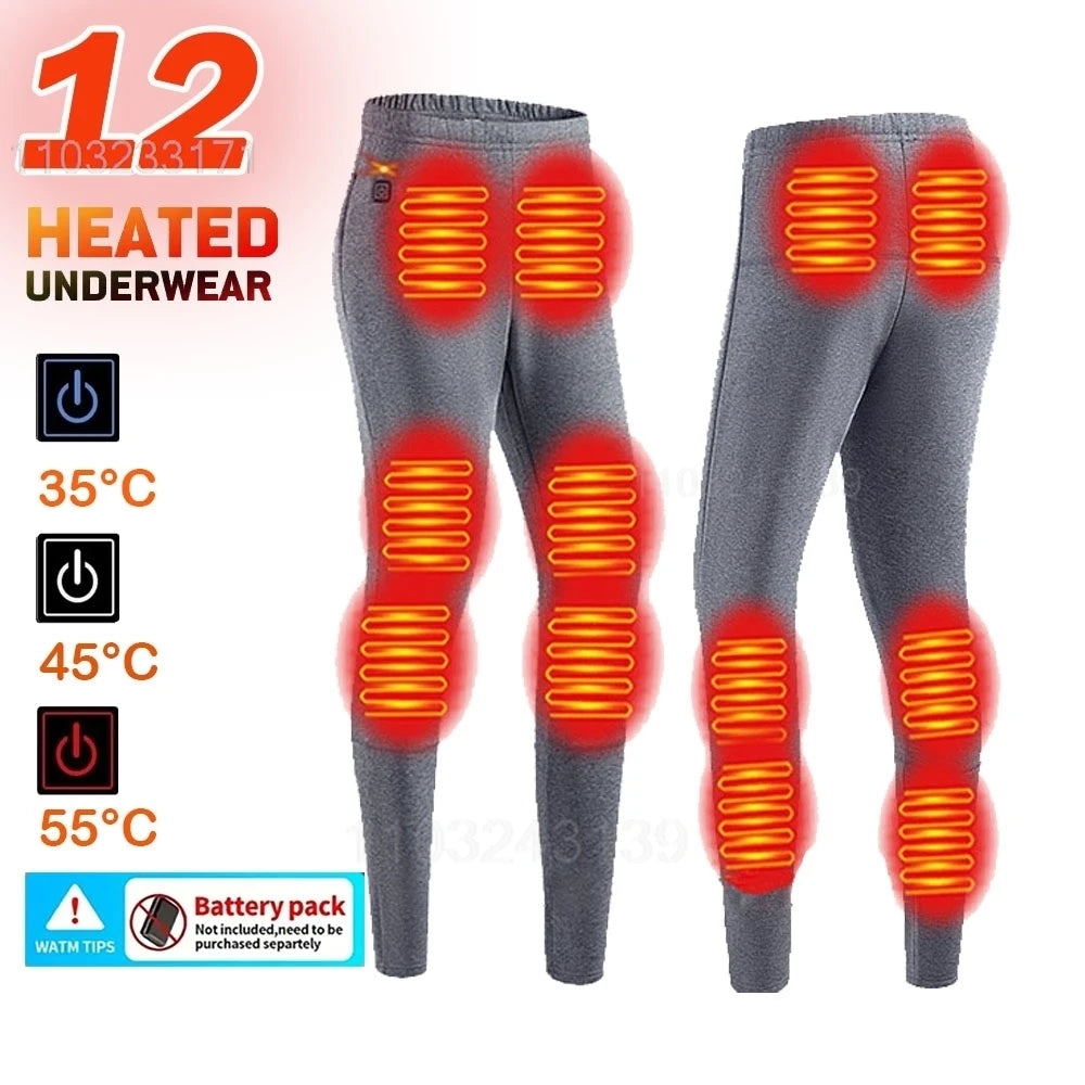 Ropa interior térmica con calefacción eléctrica USB para hombre y mujer, ropa interior autocalentable de esquí, 52 áreas