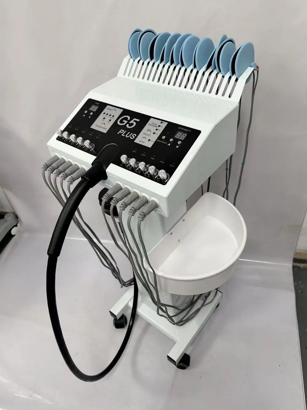 Nueva máquina de masaje con vibración muscular G5, Estimulador muscular EMS, máquina de electroestimulación, ondas rusas con soporte de carrito S871