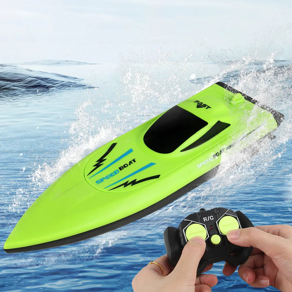 Lancha a control remoto para niños, juguete de carreras acuáticas RC de 2.4G, modelo de lancha rápida ligera con doble hélice, juguete eléctrico para piscina