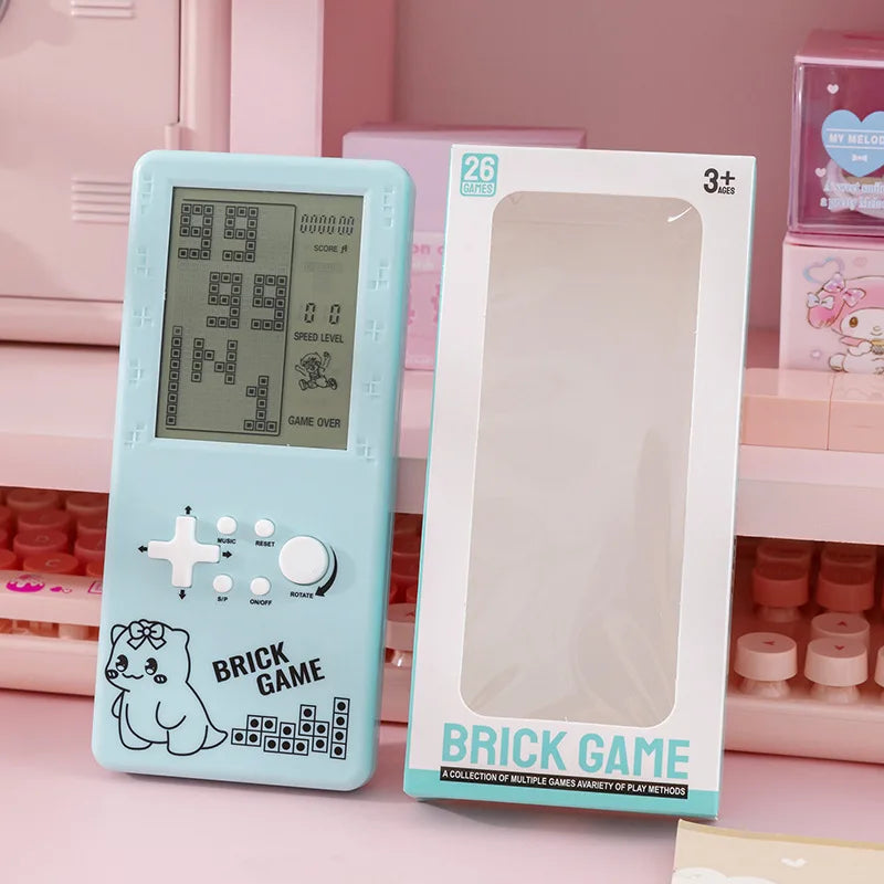 Consola de juegos electrónica portátil con pantalla de 4 pulgadas, reproductor de juegos Tetris retro en blanco y negro, dispositivo de juegos casual nostálgico