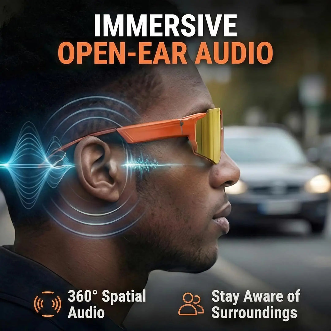 Gafas Inteligentes con Traducción por Voz IA, Cámara de Grabación de Video 1200P, Bluetooth, WiFi, Lentes Polarizadas Antivibración, Gafas de Sol Deportivas para Conducir