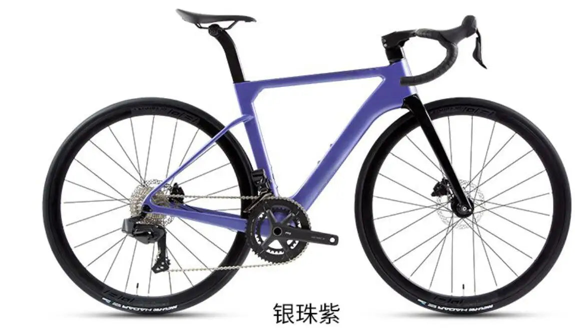Nueva bicicleta de carretera TT-X42 de estilo más reciente, ligera, de carbono completo, con grupo eléctrico inalámbrico WheelTop y ruedas de carbono.