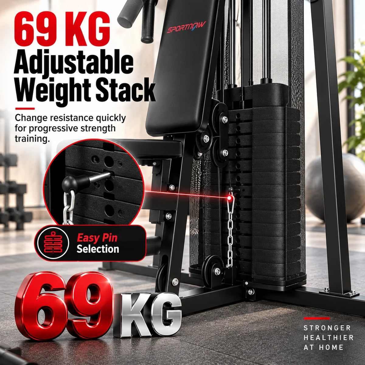 Sistema completo de entrenamiento físico en casa para la pérdida de peso y el aumento de la fuerza, máquina de gimnasio multifuncional con capacidad para ejercicios de todo el cuerpo, resistencia ajustable, diseño cómodo
