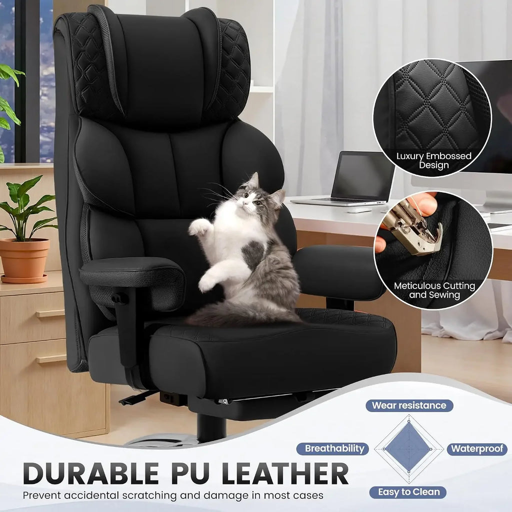 Silla de oficina negra con diseño acolchado tipo rombos en el respaldo y asiento