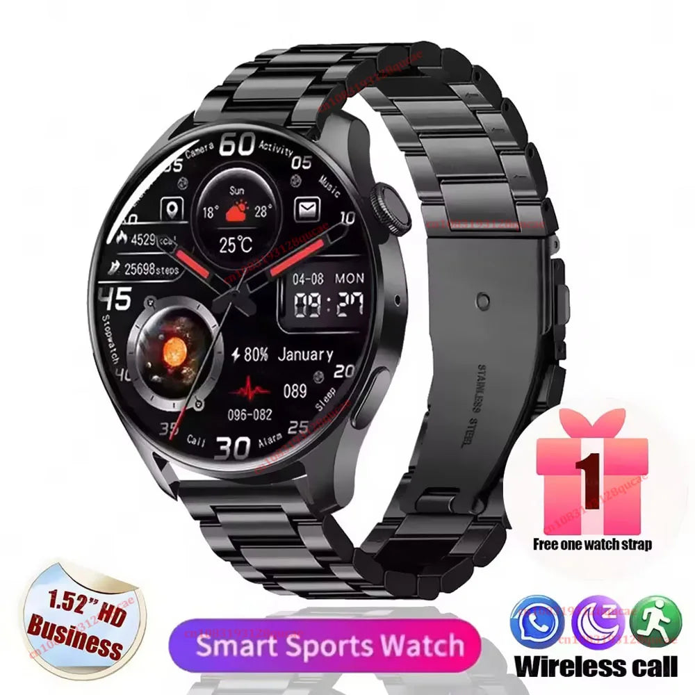 Smartwatch 2026 para hombre con pantalla AMOLED HD, trayectoria de movimiento GPS, frecuencia cardíaca, llamadas Bluetooth, resistente al agua, para Android e iOS Ht30