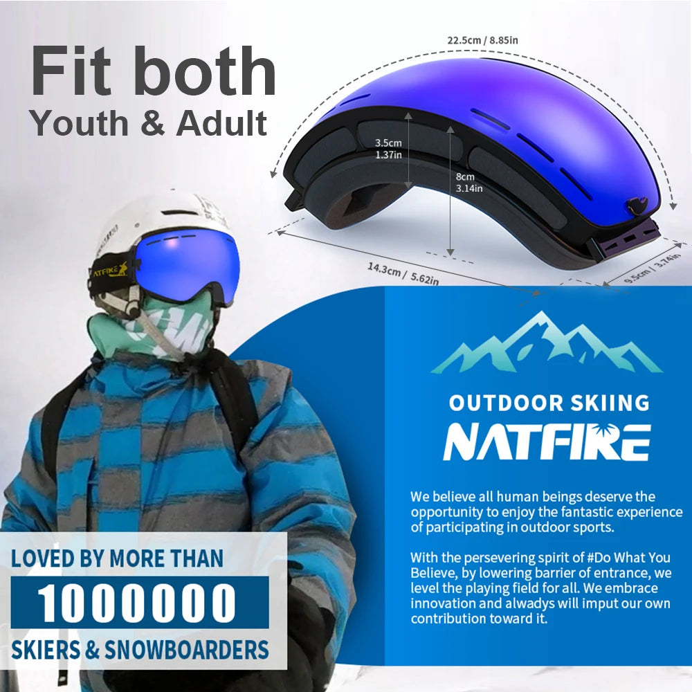 Gafas de esquí de Snowboard para hombres y mujeres, protección UV400, gafas de esquí antiniebla, máscara de esquí, gafas de nieve de cara grande, gafas de esquí