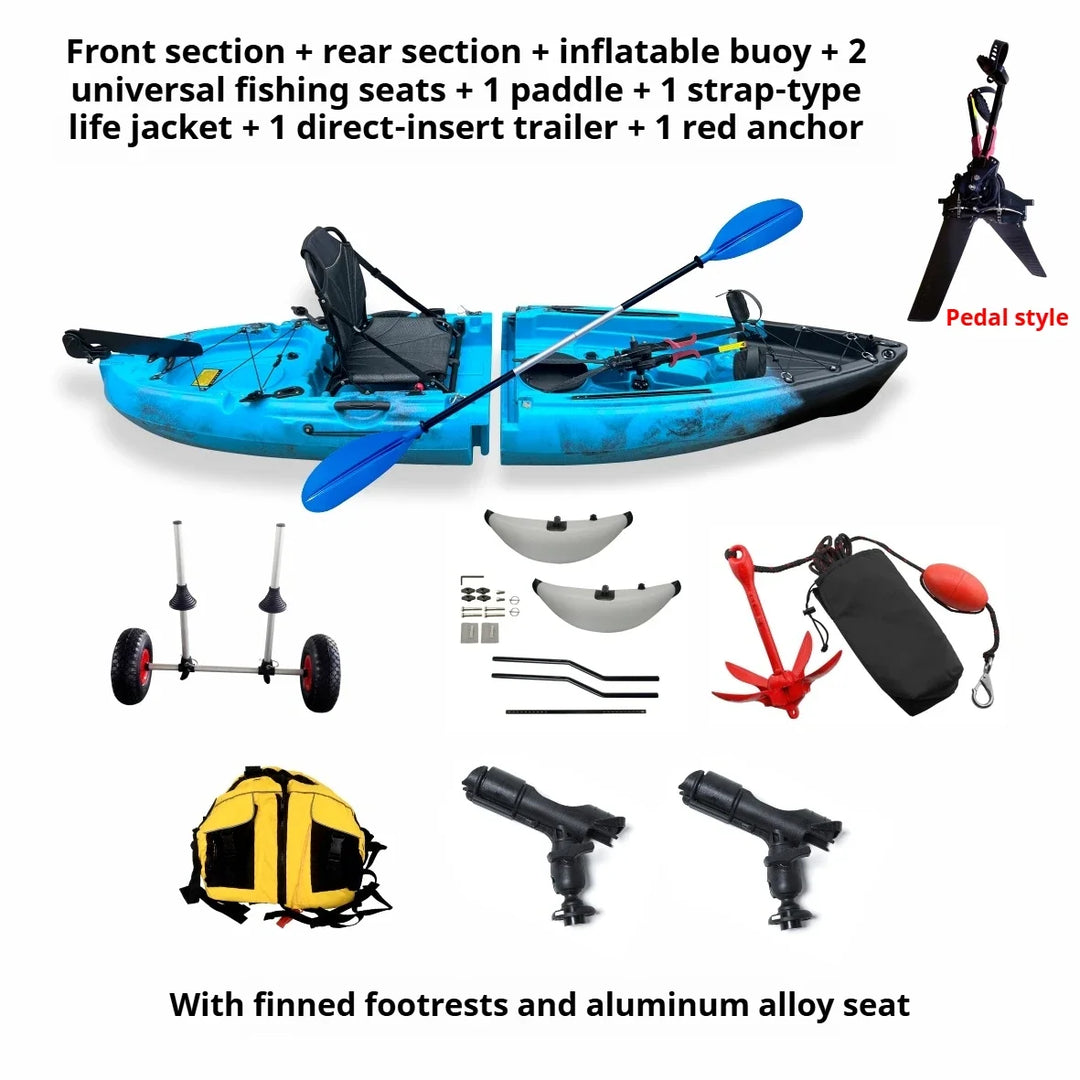 Kayak LLDPE portátil 2025 con canoa eléctrica impulsada por Pedal de carcasa dura dividida para Solo Tandem Lake Sea Adventures montaje Modular