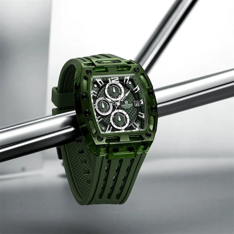 NAVIFORCE 7105 Fashion Chronograph Multi Functional Quartz Watch Sport 5ATM Waterproof Silicone Men's Watch Relogios Masculino