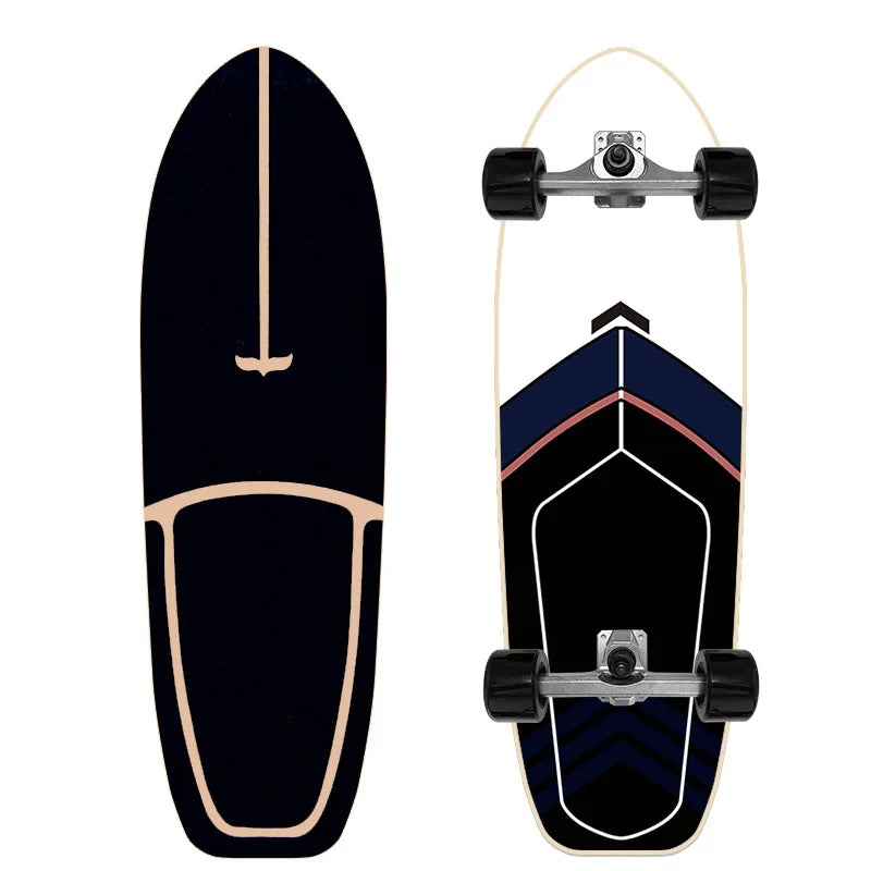 Patineta Profesional de Surf sobre Tierra de 32'' con Ejes de PU CX4, Tabla de Madera de Arce Multicapa sin Descenso para Niños y Adultos, Ideal para Principiantes y Práctica de Esquí