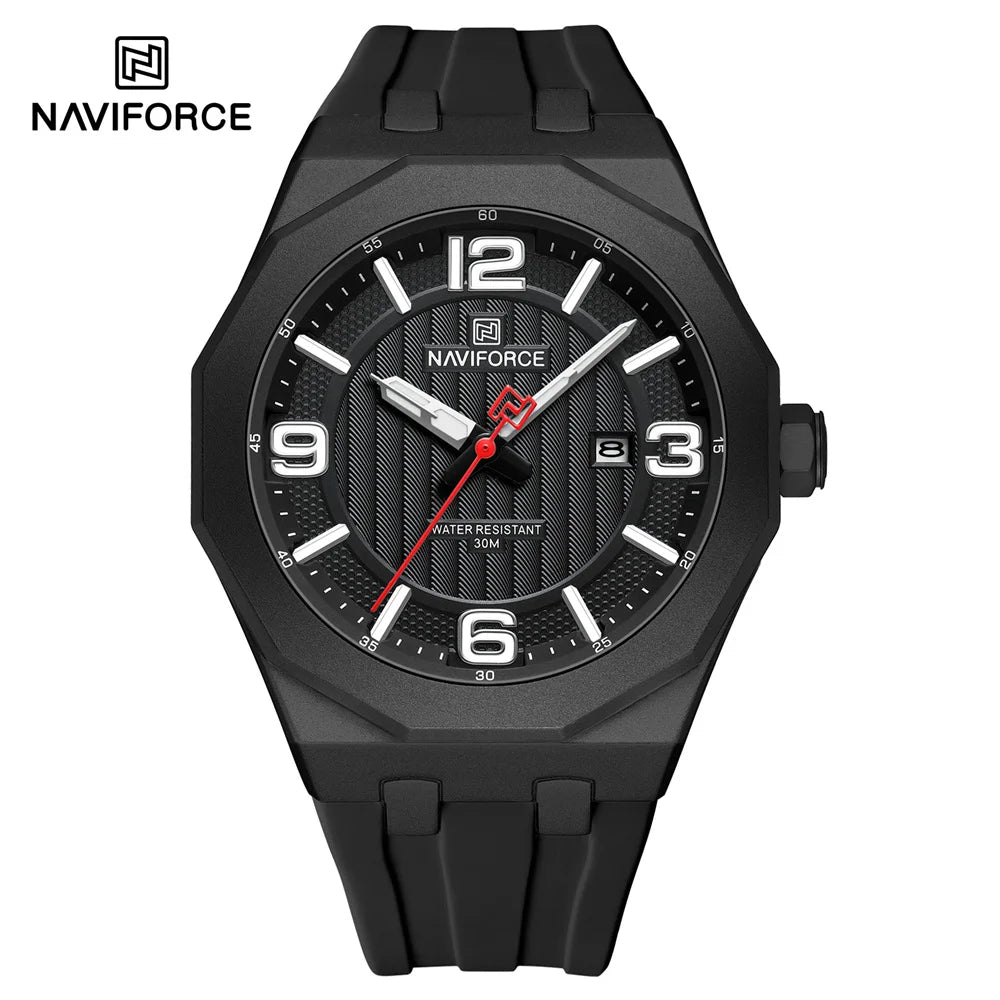 NAVIFORCE Men Wristwatch Top Brand Luxury Clear Business Watch Silicone Sport Military Original Quartz Male Clock Gift 8079