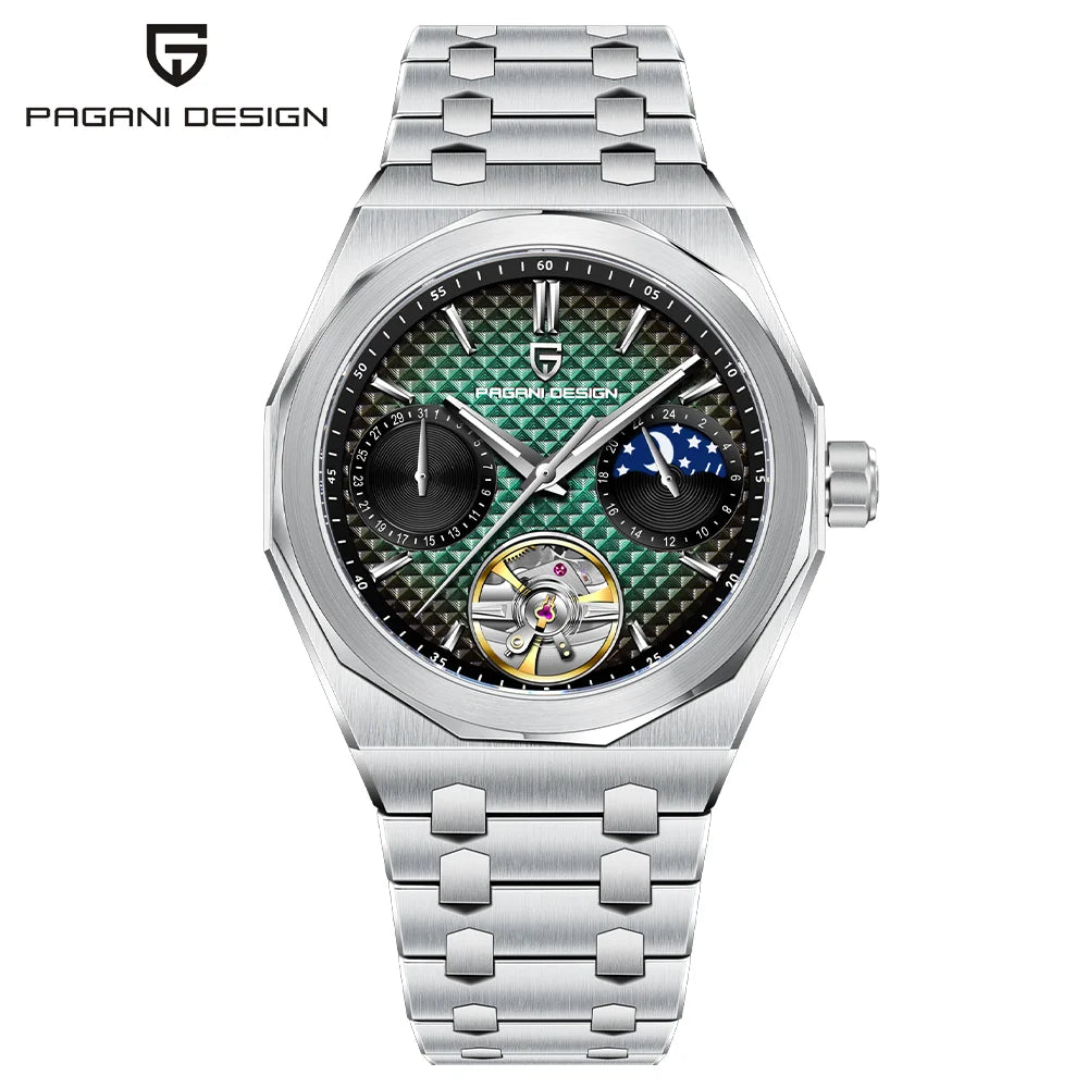 New PAGANI DESIGN Luxury Men's Automatic Watch Sapphire Glass Stainless Steel 100m Moonphase Business Leisure Mechanical Watch