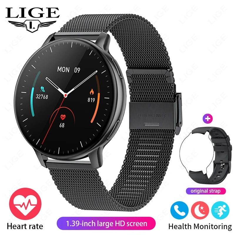 LIGE 2026 Nuevo Reloj Inteligente AMOLED con Llamada Bluetooth AOD, Reloj Deportivo Impermeable con Monitor de Frecuencia Cardíaca y Sueño, Regalo para Hombres y Mujeres
