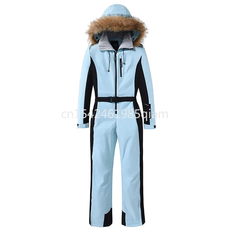 Traje de esquí de una pieza cálido y a la moda para mujer, mono de esquí cortavientos de invierno, traje de snowboard, disfraces de nieve para mujer, para actividades al aire libre