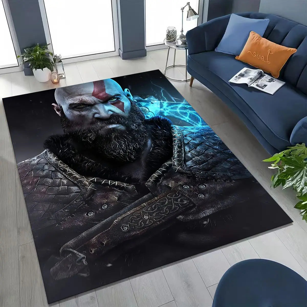Alfombra de juego 3A de Kratos de God of War Classics para dormitorio, sala de estar, sofá, felpudo de decoración para el hogar, alfombrilla grande antideslizante para juegos de niños