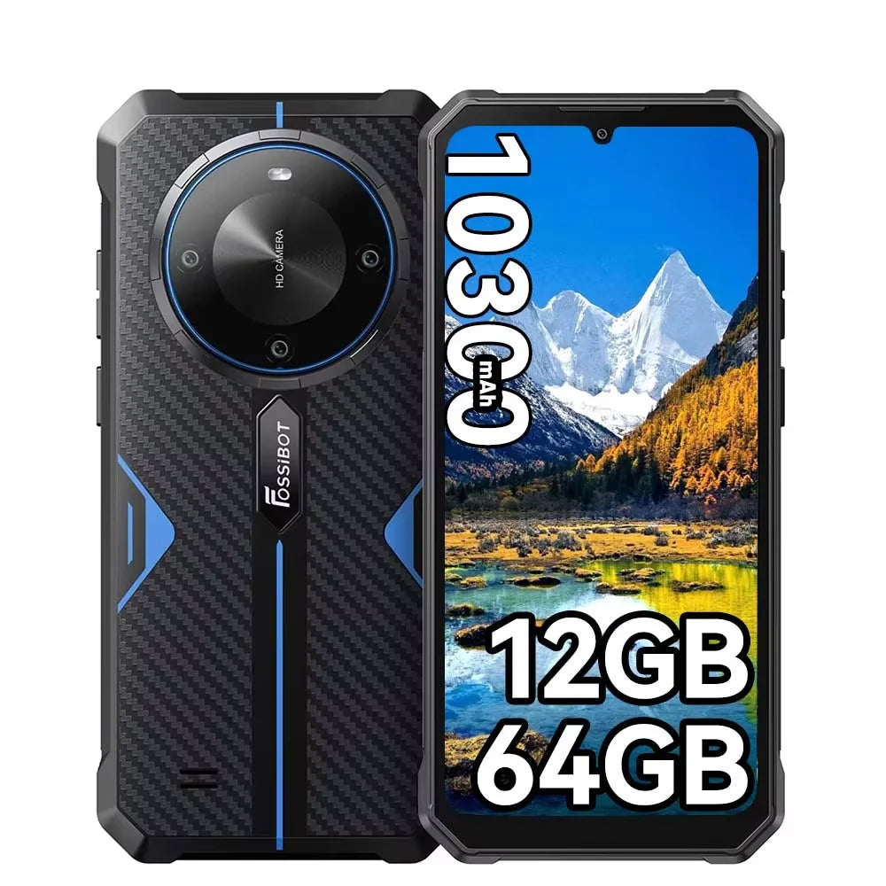 Smartphone FOSSiBOT F105 10300mAh 4GB+64GB Smartphone resistente, cámara de 20MP, pantalla HD+ IPS de 6.745", Android 14