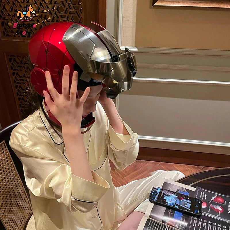 Nuevo Casco Jarvis Iron Man Mk5 y Mk50 con Luz LED, Cierre Electrónico, Control por Voz, Réplica 1:1 de Los Vengadores, Regalo de Cumpleaños para Fanáticos