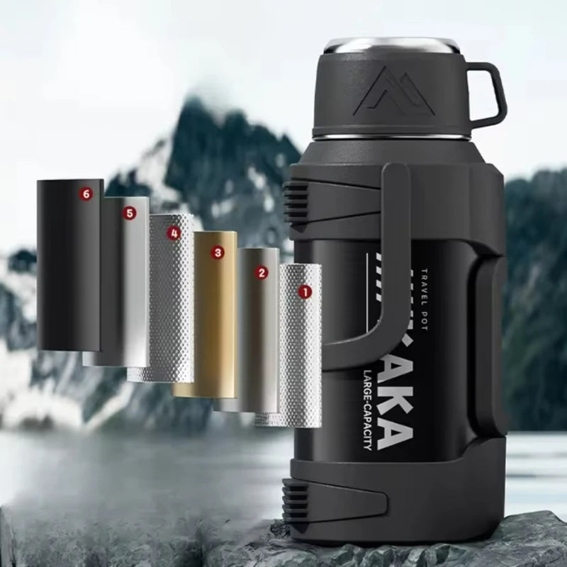 Taza portátil con aislamiento al vacío, termo de acero inoxidable 316 de gran capacidad, hervidor de agua de refrigeración con aislamiento para coche al aire libre