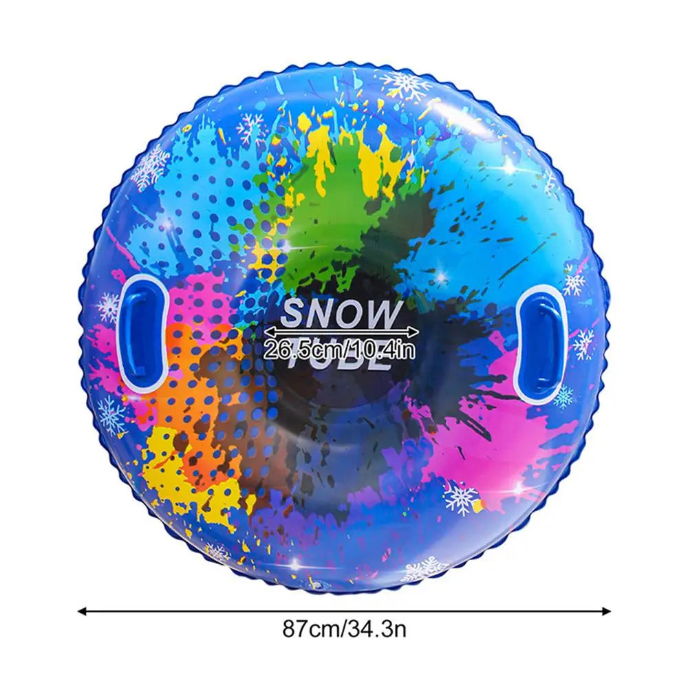 Tubo de Nieve Inflable para Adultos y Niños, Trineo de Nieve Resistente con Base Rígida y Asas, Anillo de Esquí de PVC Engrosado, Accesorios para Juegos de Invierno