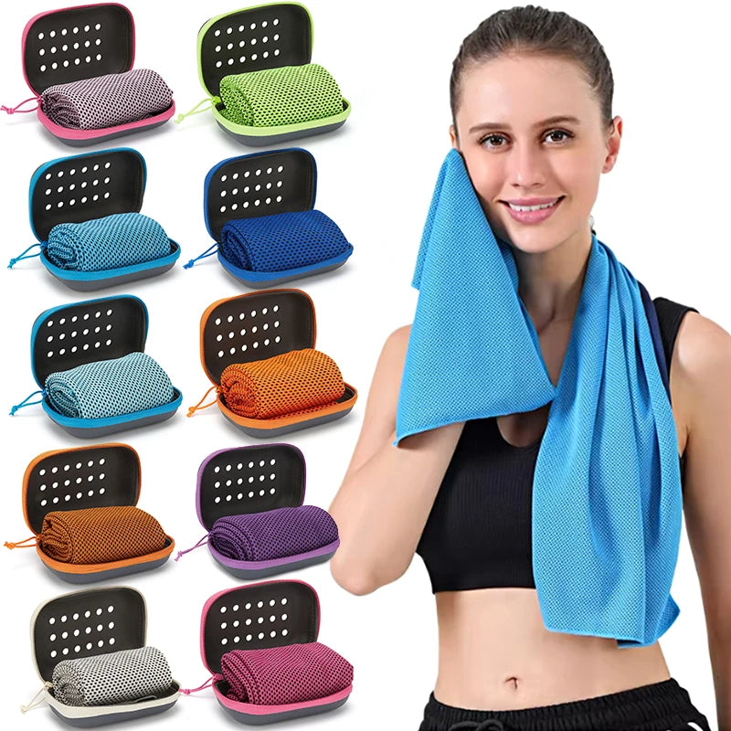 Toalla de seda helada para deportes, toalla de hielo de enfriamiento instantáneo, portátil, para viajes al aire libre, Fitness, correr, natación, bolsa de silicona, 1 Uds.
