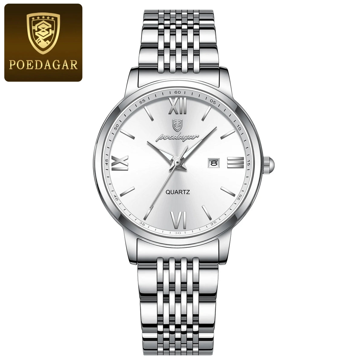Reloj de pulsera para mujer POEDAGAR original de alta calidad, resistente al agua, luminoso, con fecha, de acero inoxidable, de cuarzo