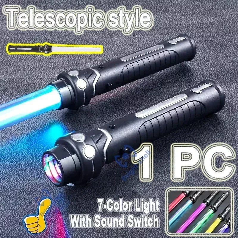 Sable de luz de 80 cm, juguete de espada láser RGB, sable de luz con 7 colores intercambiables, juguete telescópico Force FX FOC con efectos de sonido, espada Jedi para niños, regalo para niños