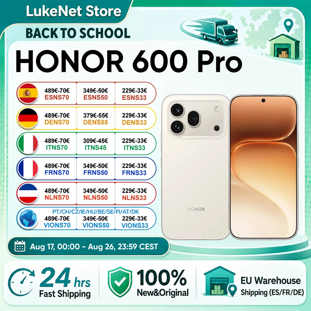Smartphone HONOR 600 Pro 5G Snapdragon 8 Elite, 200MP AI Ultra Night, 6400mAh, Supercharge 80W, carga inalámbrica 50W, AMOLED 6.57", botón IA