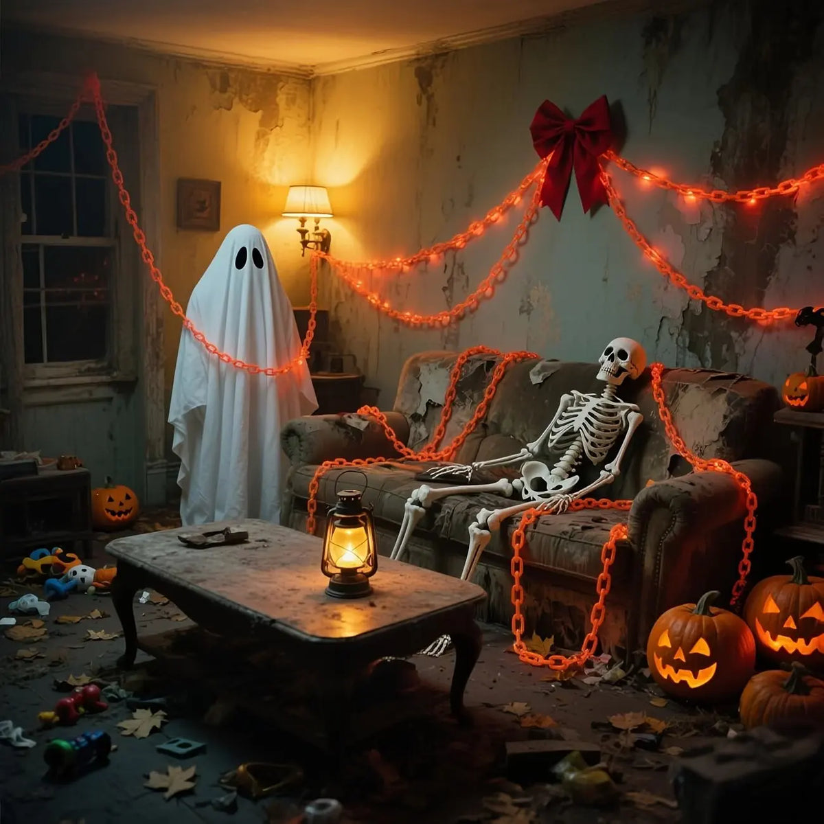 Cadena de luces LED solares de Halloween para exteriores, decoración de lámparas para patio, fiestas, celebraciones navideñas y atmósfera de terror