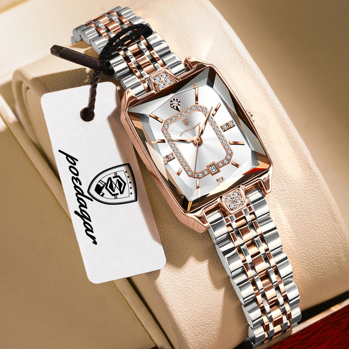 Reloj de pulsera para mujer marca POEDAGAR, resistente al agua, de acero inoxidable, con fecha, elegante, informal, de cuarzo.