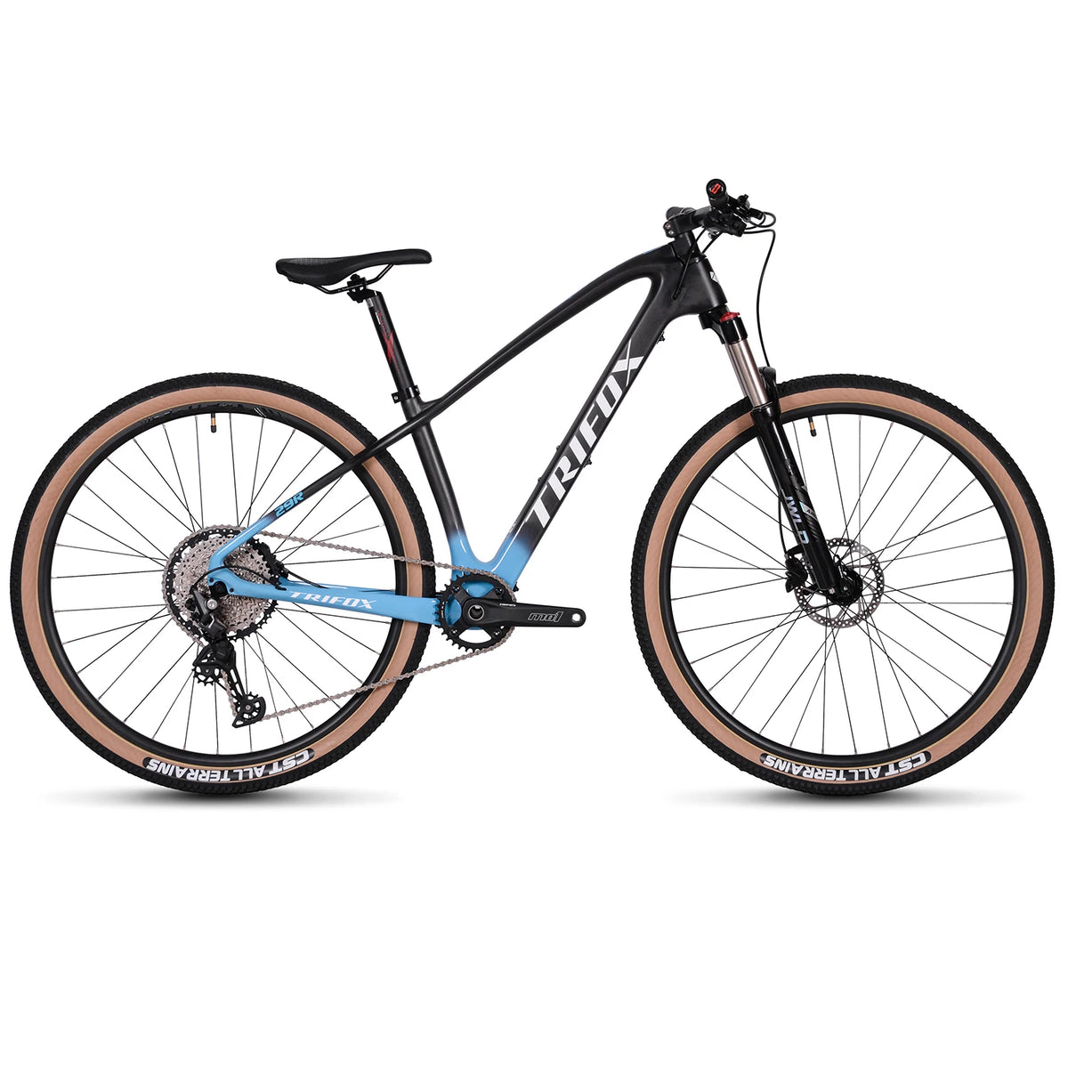 Bicicleta de montaña rígida TRIFOX MTB de fibra de carbono 29er con frenos de disco hidráulicos SHIMANO M6100 de 12 velocidades, bicicleta completa