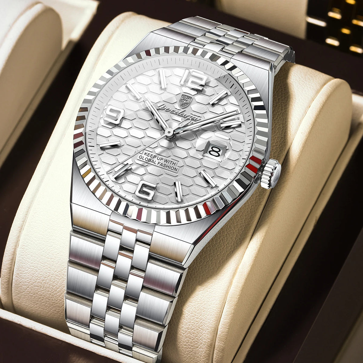 Reloj de hombre original de alta calidad POEDAGAR, resistente al agua, luminoso, con fecha, reloj de lujo para hombre, de acero inoxidable, de cuarzo, incluye caja