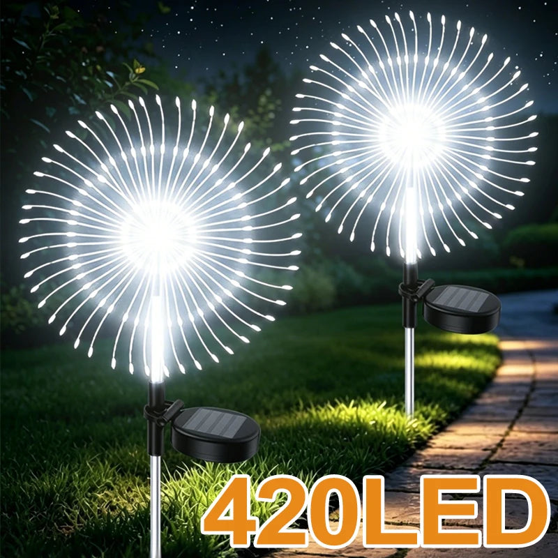 Solar LED Fairy Lights DIY Outdoor Garden Decorative Firework Lights for Patio Pathway Street Lawn Lamp