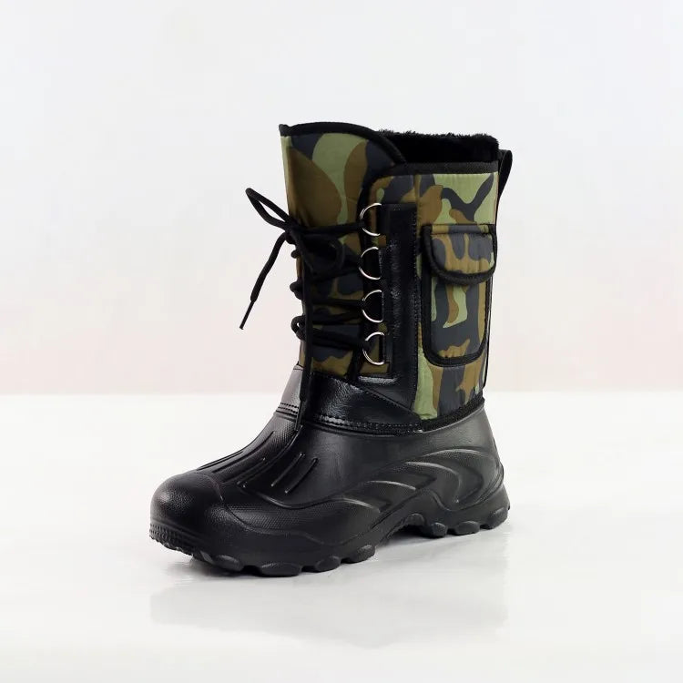 2025 nuevas botas de invierno para hombre, botas de nieve con plataforma para hombre, botas de trabajo de pesca al aire libre impermeables de felpa gruesa y cálida de talla grande 40-46