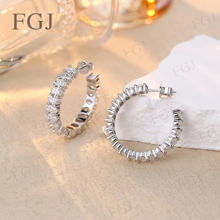 Pendientes ovalados personalizados hechos a mano con moissanita de diamante de laboratorio, diseño único personalizado con joyería elegante atemporal para Navidad