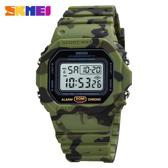 Reloj digital militar SKMEI 1628 para hombre, deportivo retro, resistente al agua, reloj de pulsera electrónico con pantalla LED, modelo 1988, Reloj Hombre