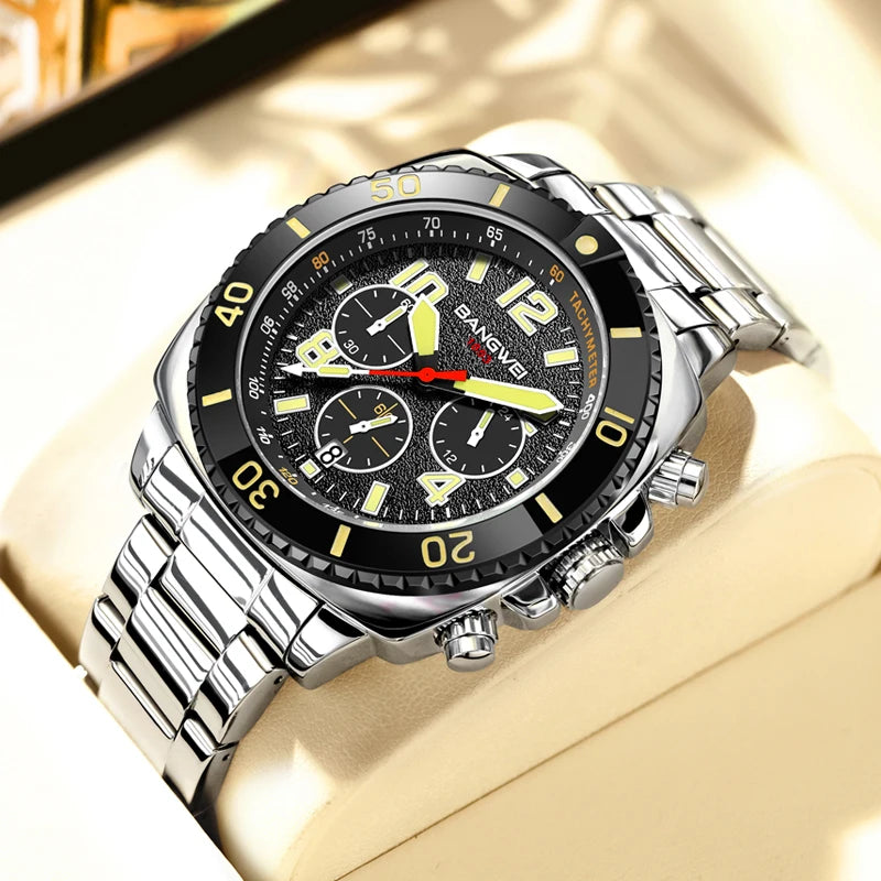 Reloj militar impermeable para hombre BANGWEI Reloj de pulsera de cuarzo Reloj deportivo Reloj de negocios para hombre Relogios Masculino