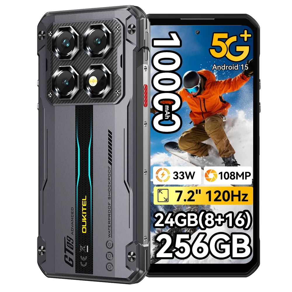 Teléfono ultra resistente OUKITEL WP60 5G 24GB(8+16) 256GB / 36GB(12+24) 512GB Smartphone 7,2” HD+ 120Hz 10000mAh 108MP Android 15 NFC
