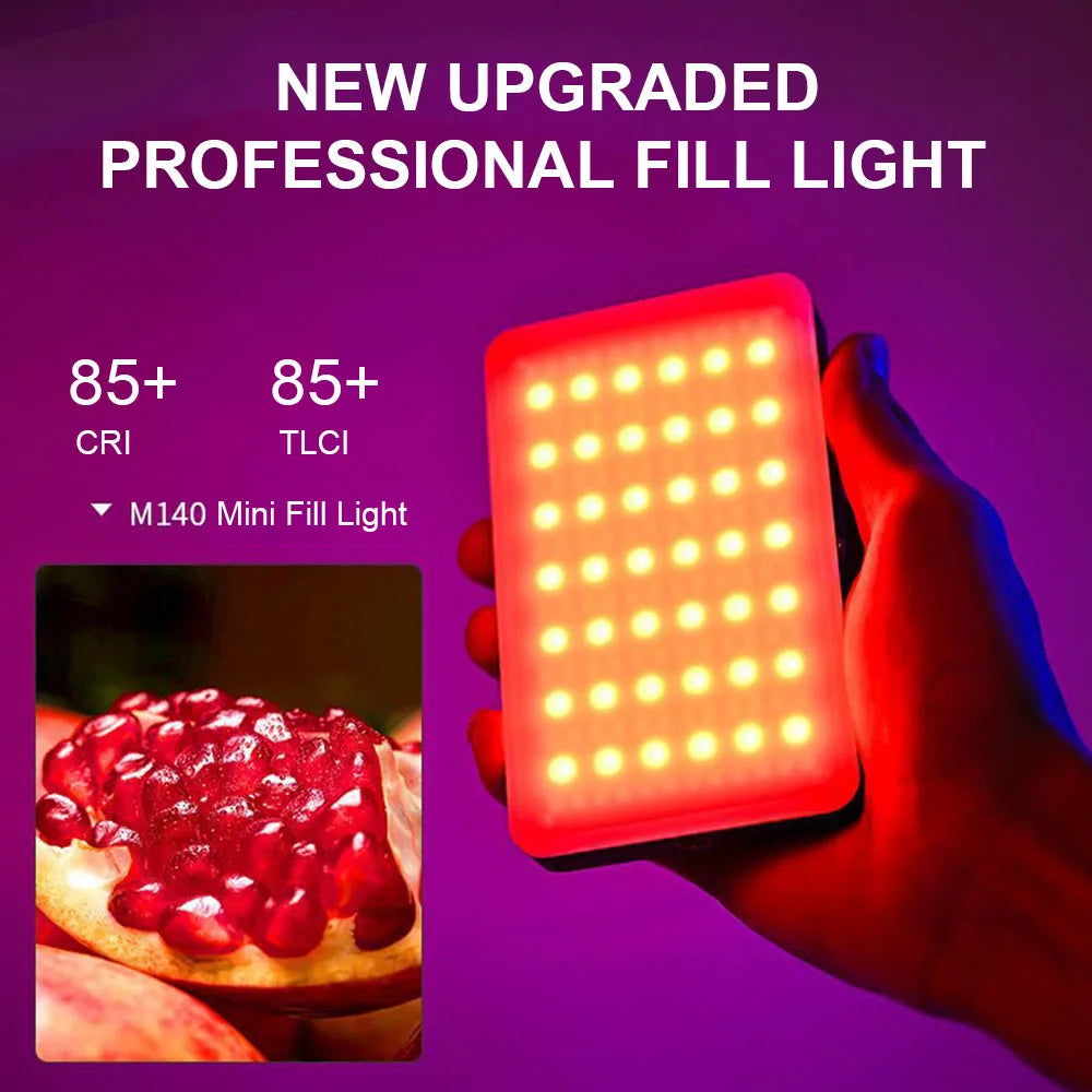 Luz de Video LED RGB, Luz de Relleno para Teléfono, Lámparas Portátiles Recargables de 2000 mAh, 3 Modos Ajustables, 2700-6500 K, Luz para Selfies de Smartphone