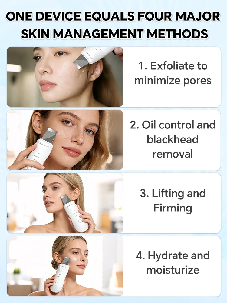 Limpiador Facial Ultrasónico, Removedor de Puntos Negros, Limpiador de Poros Profundos, Exfoliante