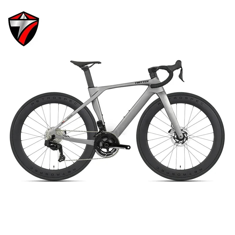 Bicicleta de carretera TWITTER T10pro con velocidad variable electrónica, bicicleta de 24 velocidades EDS TX7100, fibra de carbono T800, freno de disco hidráulico